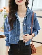 Veste en jean à capuche vintage pour femmes