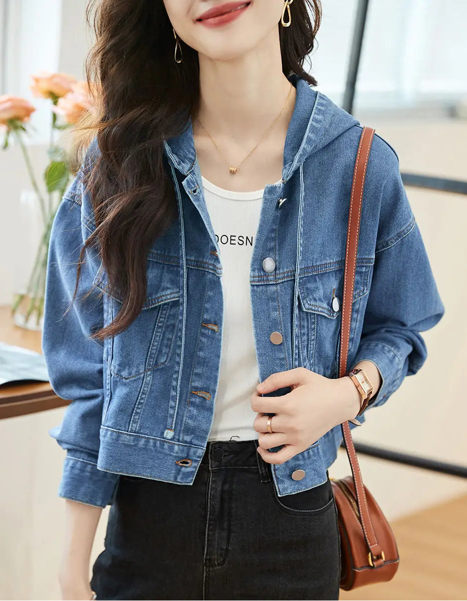 Veste en Jean à Capuche Femme – Style Vintage