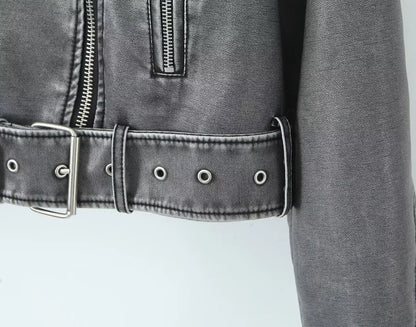 Veste Similicuir Femme – Revers et Fermeture Zippée