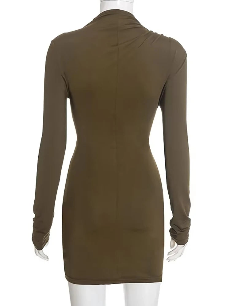 Mini robe évider froncé moulante pour femmes