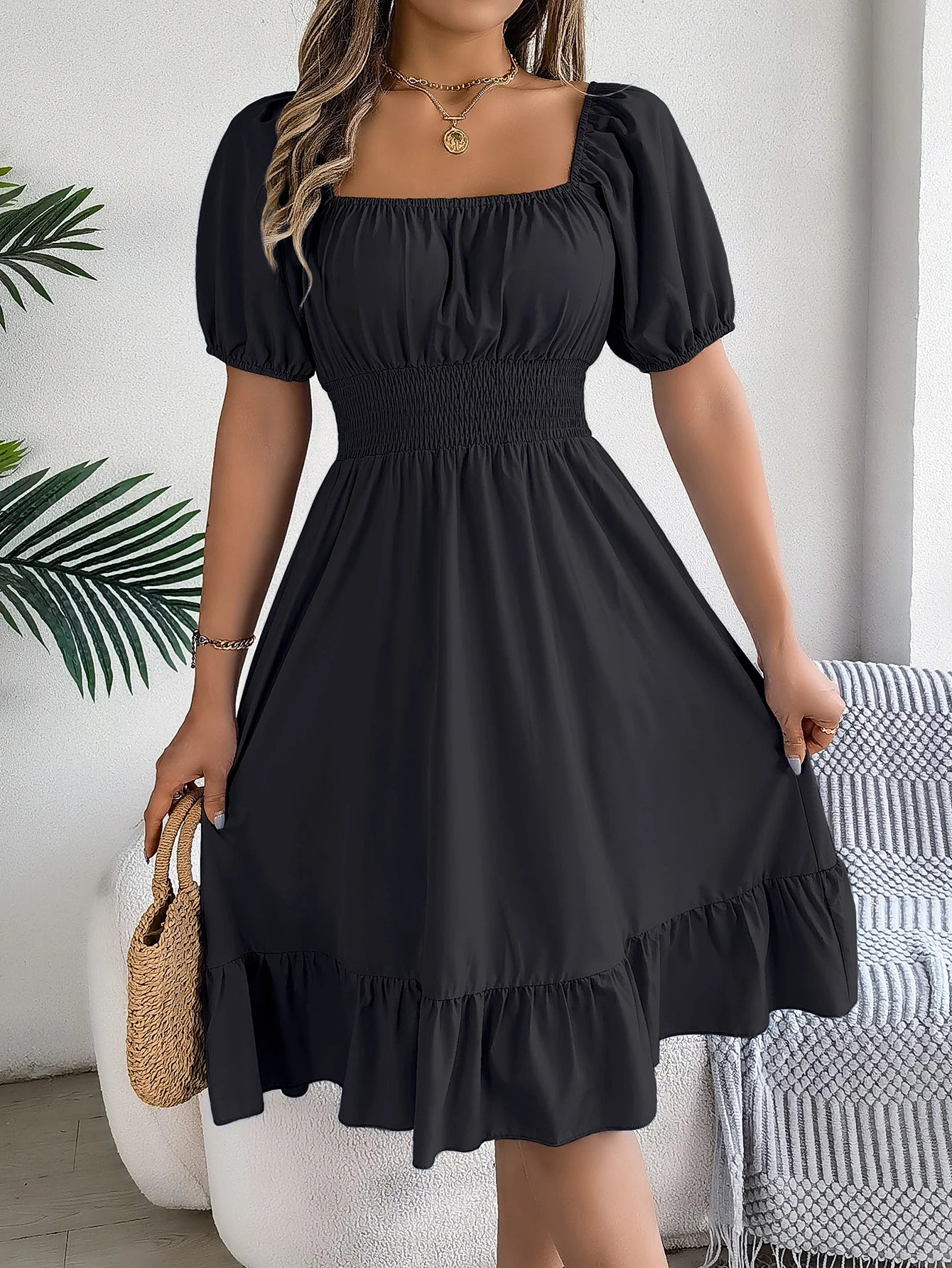 Robe à manches bouffantes pour femmes