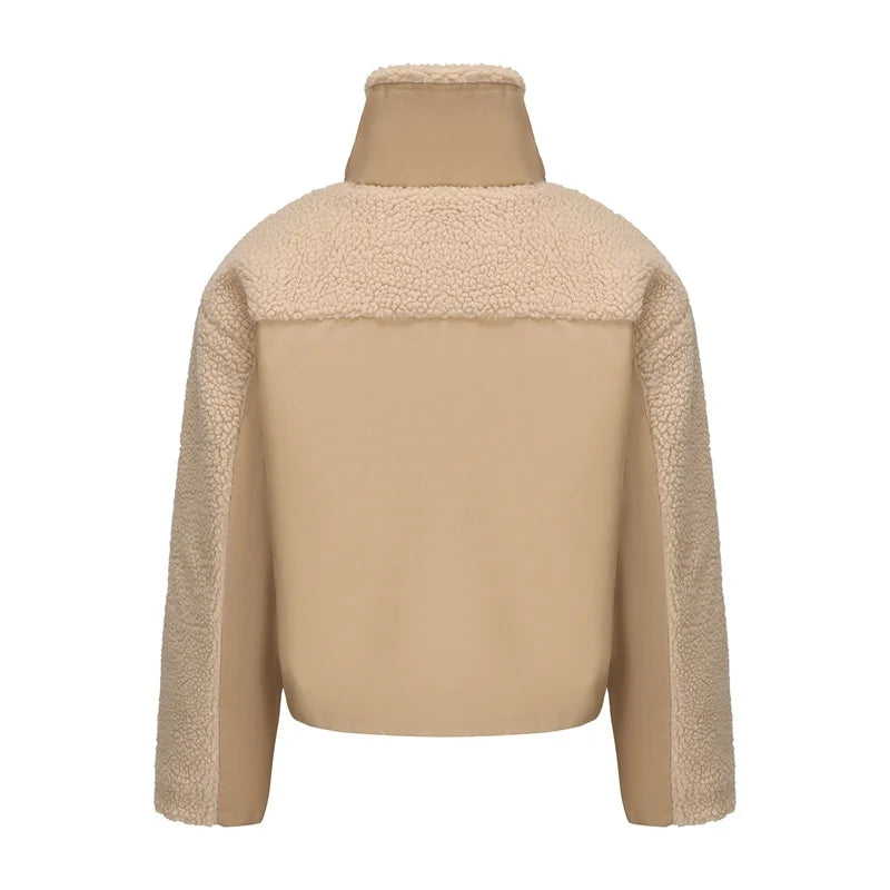 Manteau épissé en laine d'agneau pour femmes