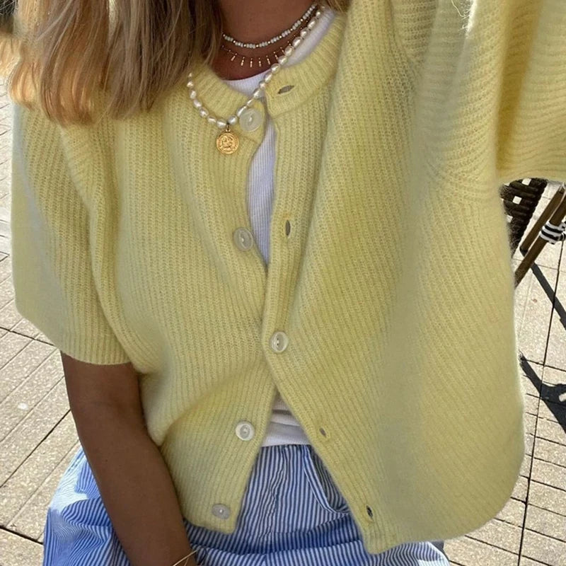 Cardigans vintage à manches courtes pour femmes
