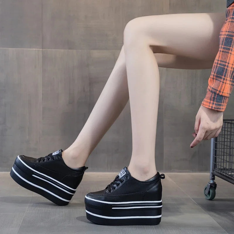 Baskets en cuir véritable souple pour femmes
