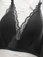 Soutien-gorge sexy en dentelle lisse de couleur unie pour femmes
