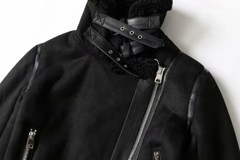 Vestes épais et chaude en daim agneau pour femmes