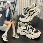 Baskets compensées en cuir véritable pour femmes