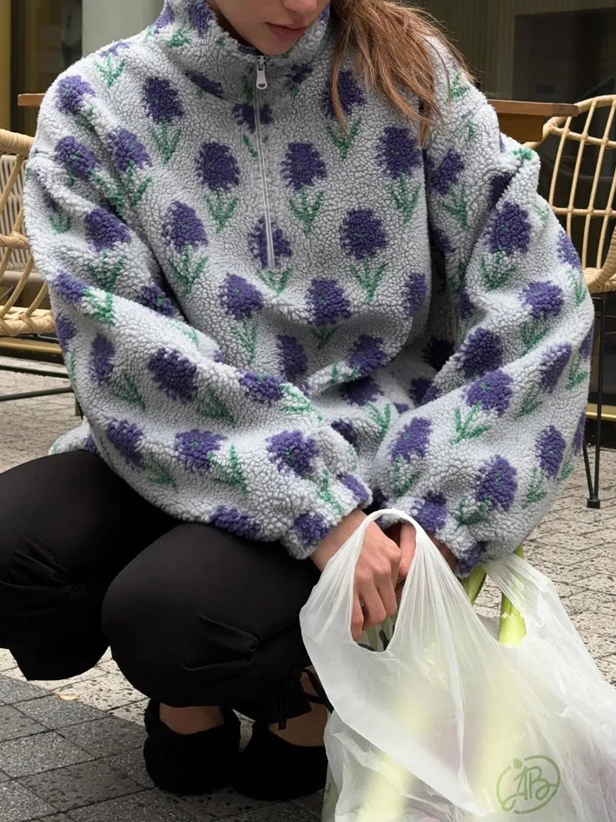 Sweat à capuche ample et col haut pour femmes