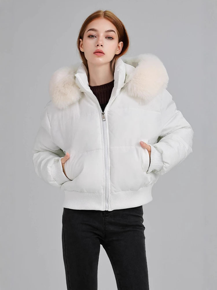 Manteau à Capuche Femme – Col Effet Fourrure