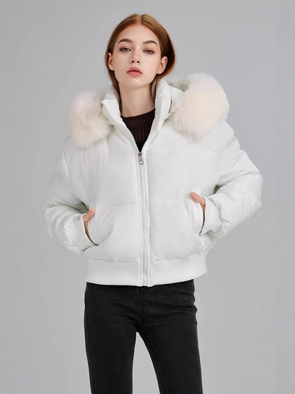 Manteau à Capuche Femme – Col Effet Fourrure