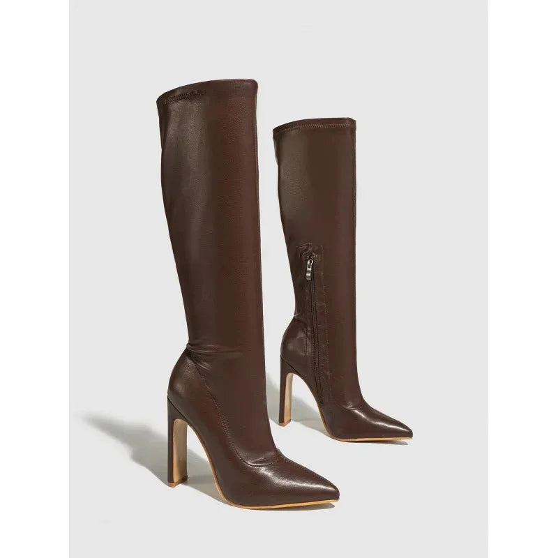 Bottes élégantes à bout pointu et à talons hauts pour femmes