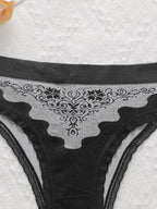 Culotte triangulaires sexy brodés de fleurs pour femmes
