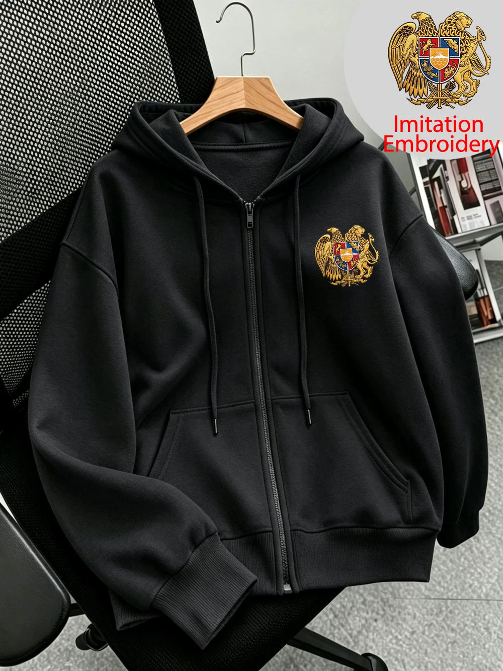 Sweat à capuche zippé imprimé Sporty Armenia pour femmes