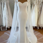 Robe de mariée sirène en dentelle avec cape pour femmes