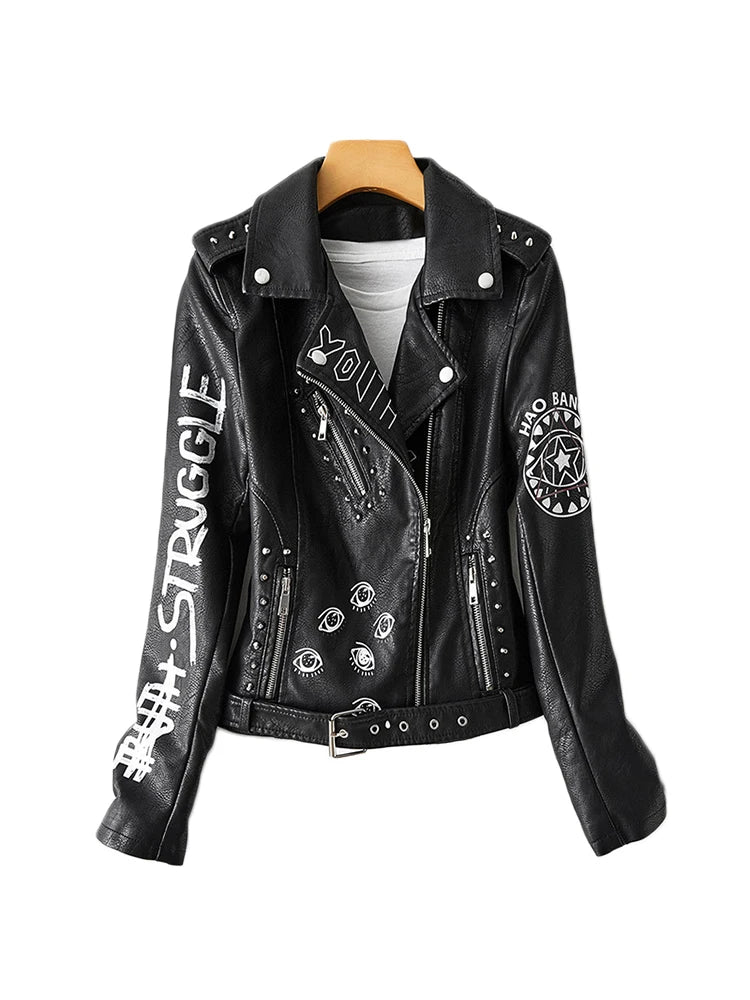 Veste courte en faux cuir Pu pour femmes