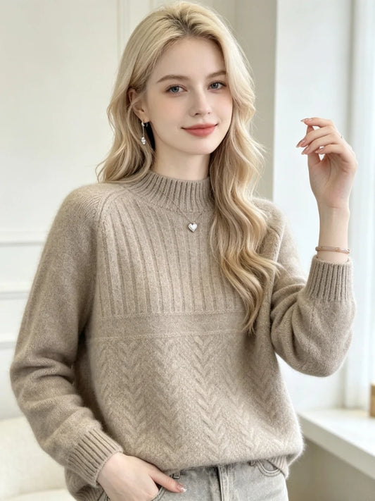 Pull Ample Rétro Femme – Maille et Col Modulable