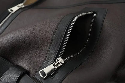 Veste Courte Motard Femme – Effet Cuir d’Agneau