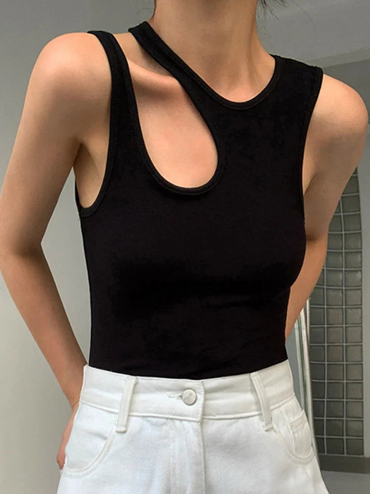 T-shirt col rond sans manches pour femmes