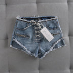Short en jean à lacets pour femmes