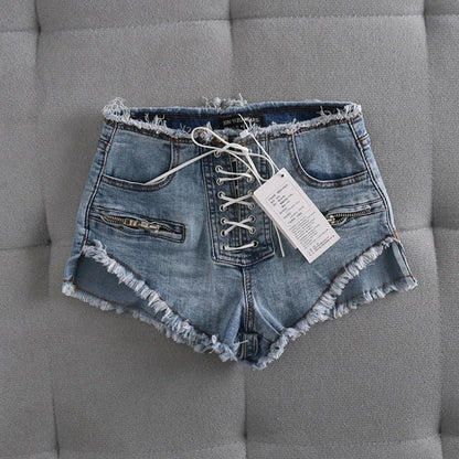 Short en Jean Femme – Détails Lacets