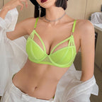 Ensembles soutien-gorge push-up creux et culotte en dentelle pour femmes