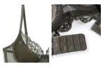 Ensemble soutien-gorge et slip push-up doublés en dentelle fine pour femmes