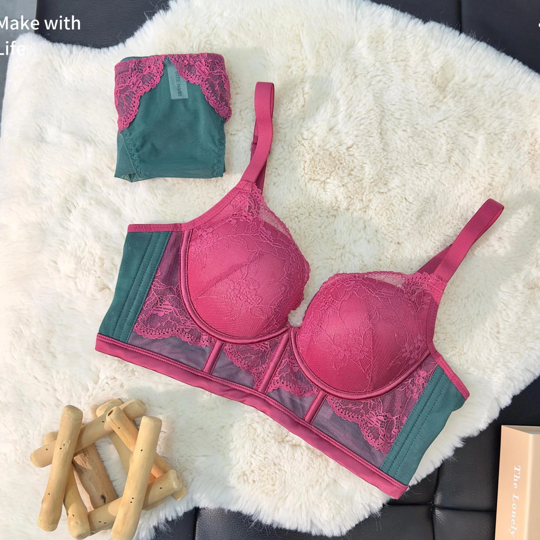 Ensembles de lingerie soutien-gorge push-up en coton, culotte froncée pour femmes