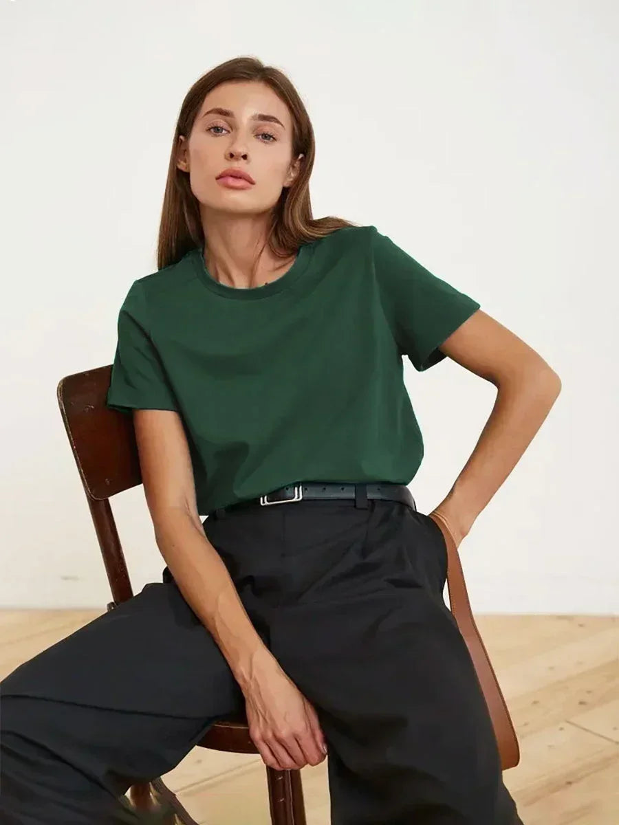 T-shirt d'été 100 % coton pour femmes