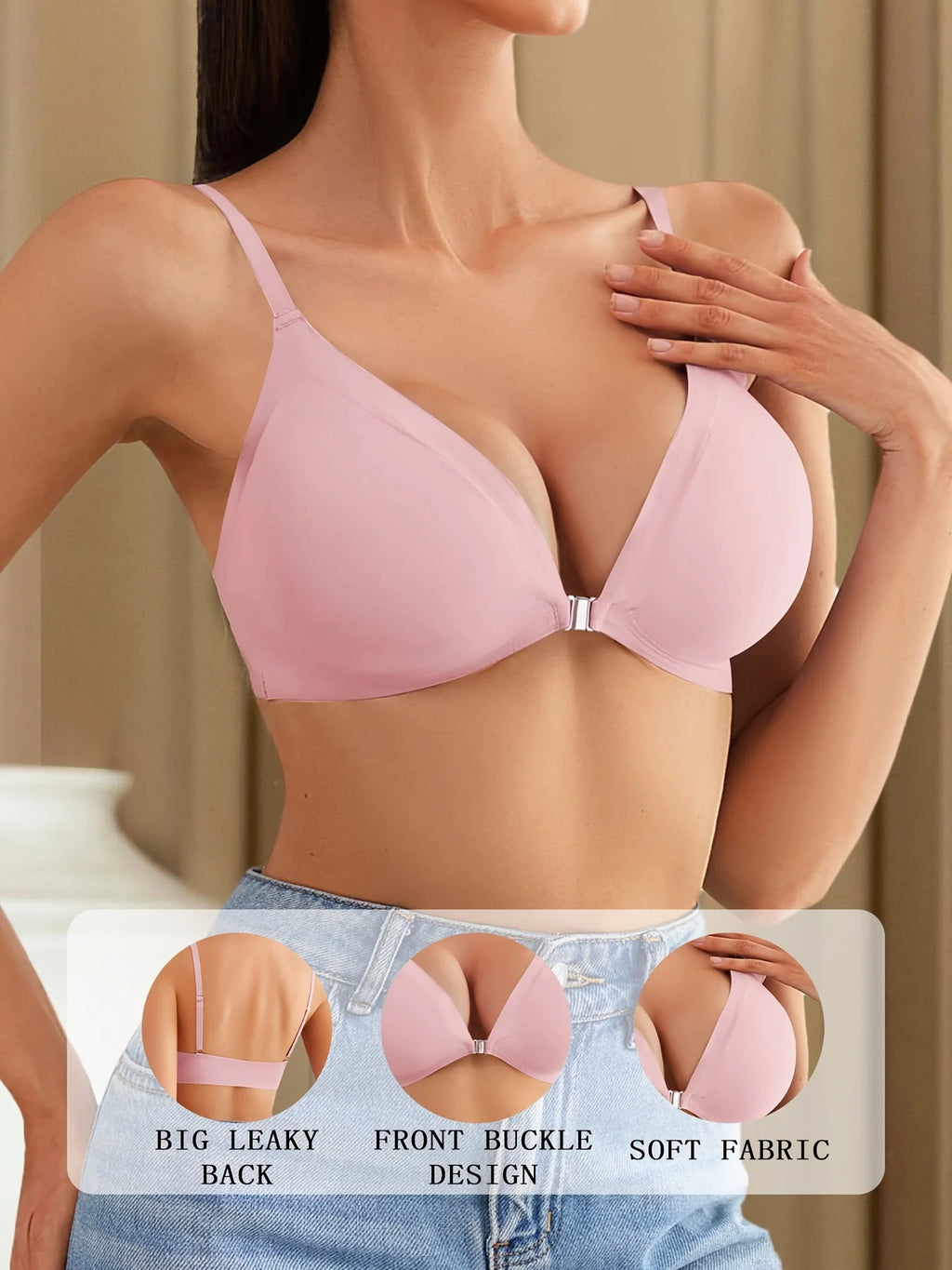 Soutien-gorge avec ouverture avant amovible goutte d'eau pour femmes