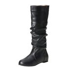 Bottes en cuir plissé pour femmes