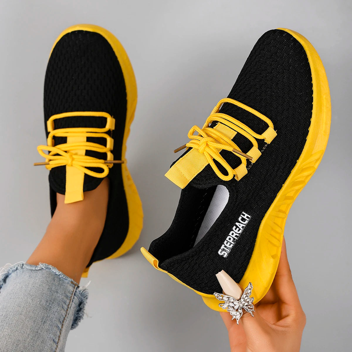 Chaussures plates d'été en maille respirante pour femmes