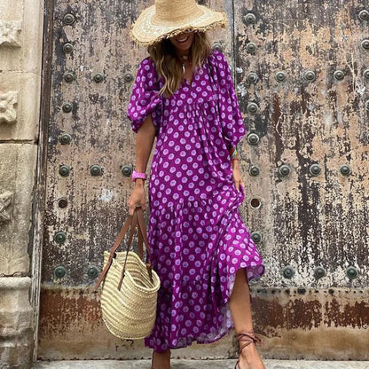 Robe Longue Femme – Manches Bouffantes