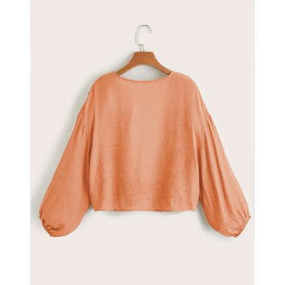 Cardigan Court Femme – Maille Légère, Col V et Manches Longues