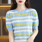 Pull ample à manches courtes pour femmes