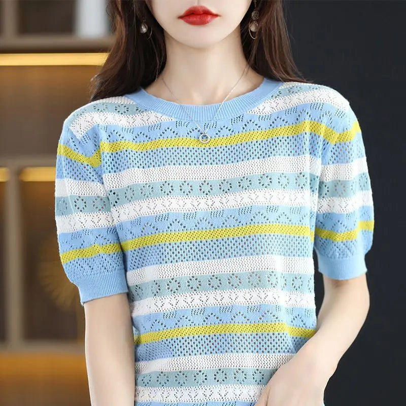 Pull ample à manches courtes pour femmes