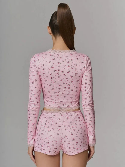 Pyjama d’Été Femme – Dentelle Florale