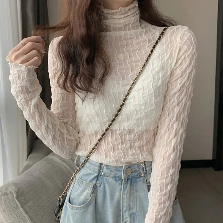 T-shirt en maille de dentelle pour femmes