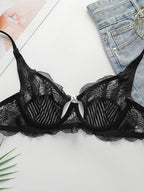 Soutien-gorge sexy en dentelle ultra-fine à boutons sur le devant pour femmes