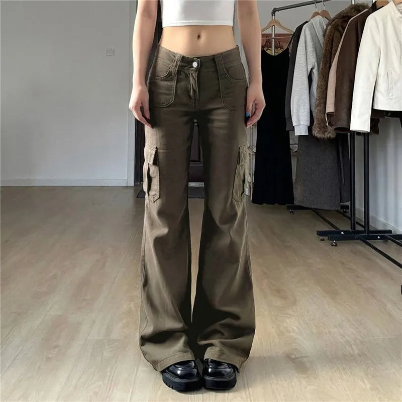 Jean Marron Droit Taille Basse – Style Urbain