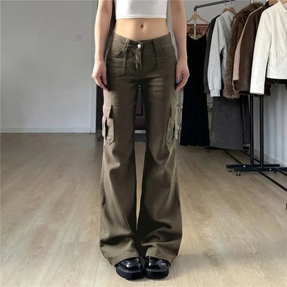 Jean Marron Droit Taille Basse – Style Urbain