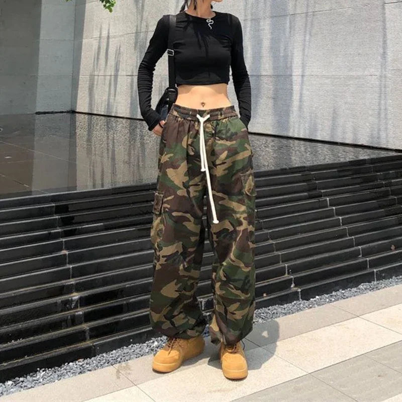 Pantalon cargo camouflage 100 % coton pur pour femmes