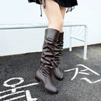 Bottes en cuir à talon pour femmes