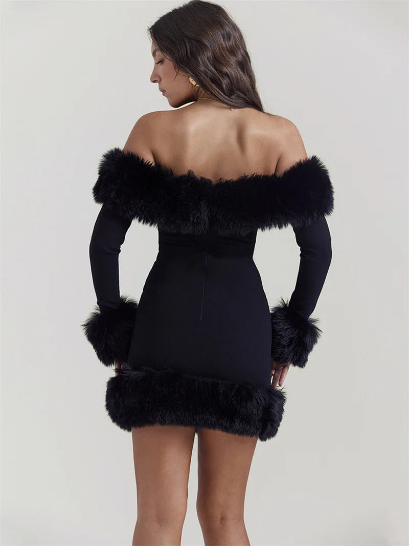 Robes de soirée élégantes en fausse fourrure pour femmes