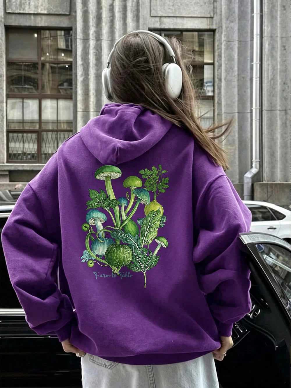 Sweat-shirts à capuche imprimés Farm To Table pour femmes