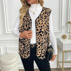 Gilets sans manches léopard amples pour femmes
