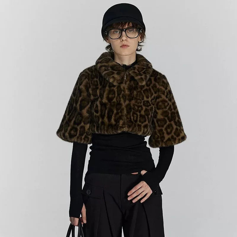 Veste courte imprimée léopard pour femmes