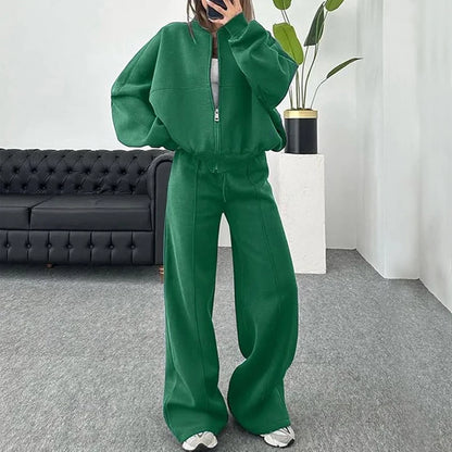 Ensemble Sportswear Femme – Cardigan Court Zippé et Pantalon