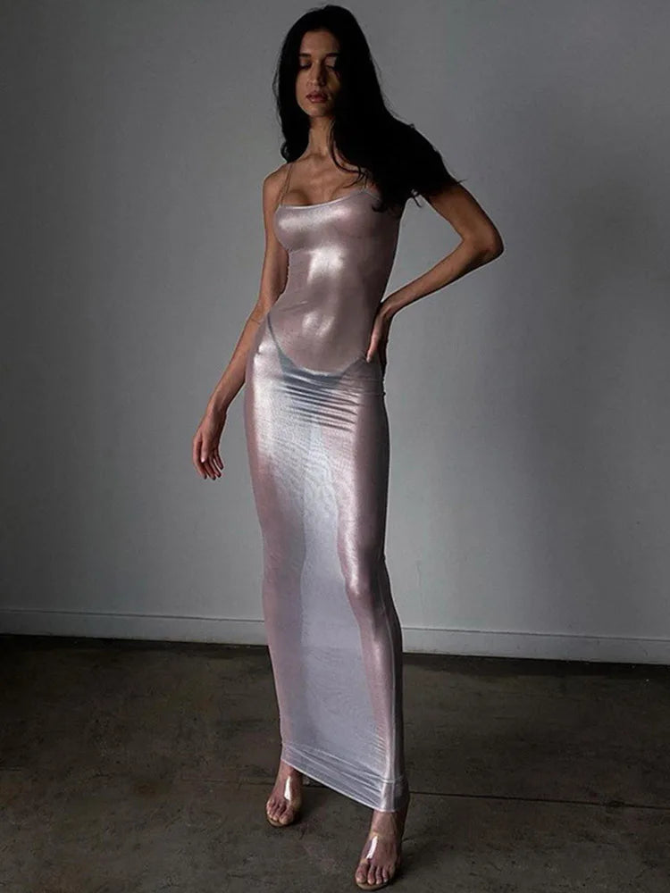 Robe maxi transparente pour femmes