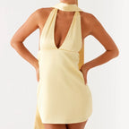 Robes courtes dos nu en soie Satin pour femmes