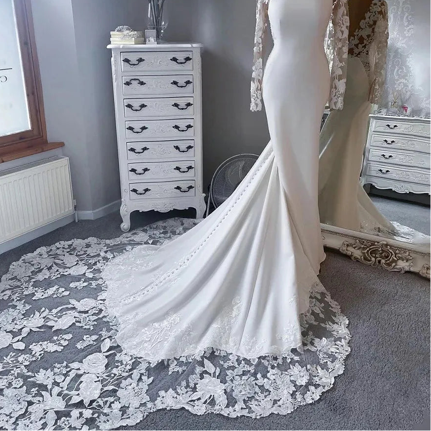 Robe de mariée sirène élégante en dentelle pour femmes